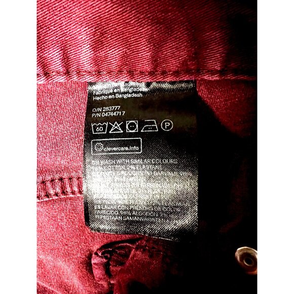 HM Jean short size 34 burgundy Denim zip button summer outdoor - Picture 5 of 8